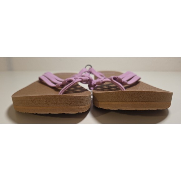 Sanuk Women's Yoga Sandy Flip Flop Pink & Brown Yoga Mat Sole Side Size 7 - Picture 4 of 8